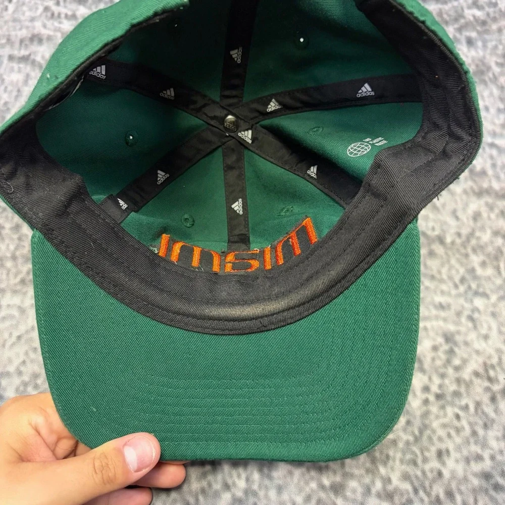 Adidas Miami Hurricanes Baseball Hat Green Orange Embroidered Collegiate‎